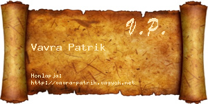 Vavra Patrik névjegykártya